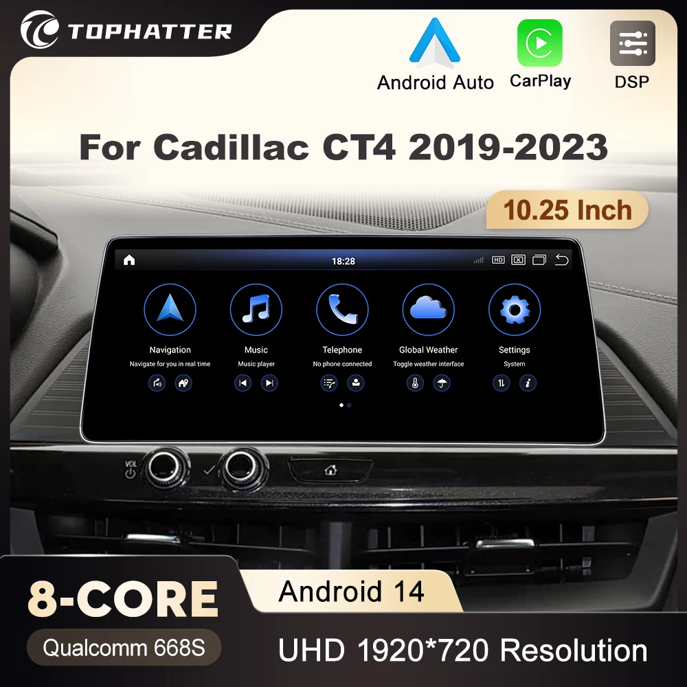 

10.25" Qualcomm Carplay Android For Cadillac XT5 Car GPS Navigation Auto Head unit Multimedia Player DSP Car Accessories