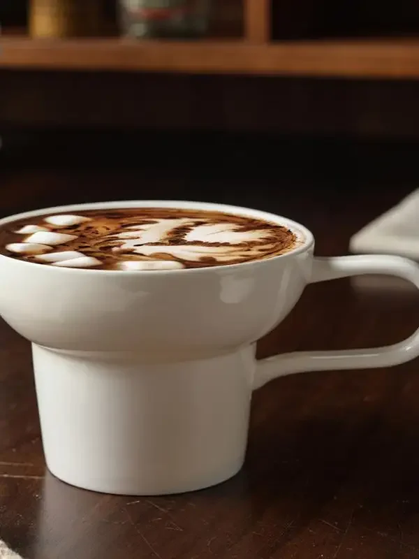 Creative Ceramic Mug with Handle Breakfast Milk Cup Elegant Coffee Cup Simple New 2025 Model High-end Gift Single Ear Handle