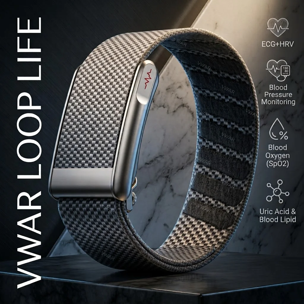 2026 NEW VWAR LOOP LIFE ECG Smart Bracelet Fitness Tracker Ultra-Light Real Time Blood Pressure SpO2 Uric Acid Blood Lipid Band