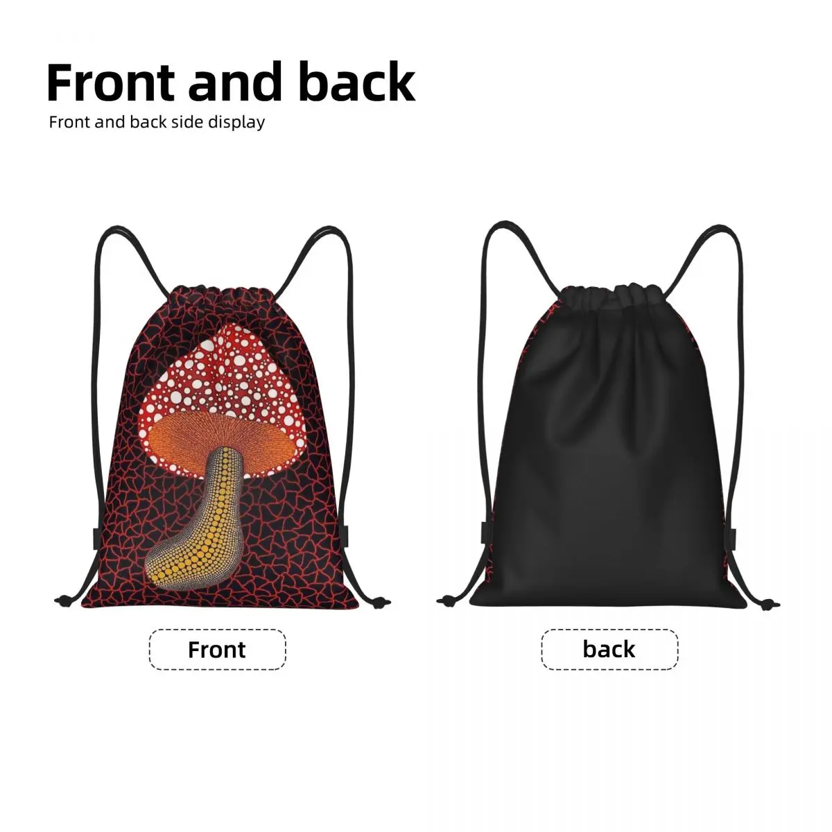 Custom Yayoi Kusama Drawstring Bags Women Men Lightweight Mushroom Pop Art Sports Gym Storage Backpack
