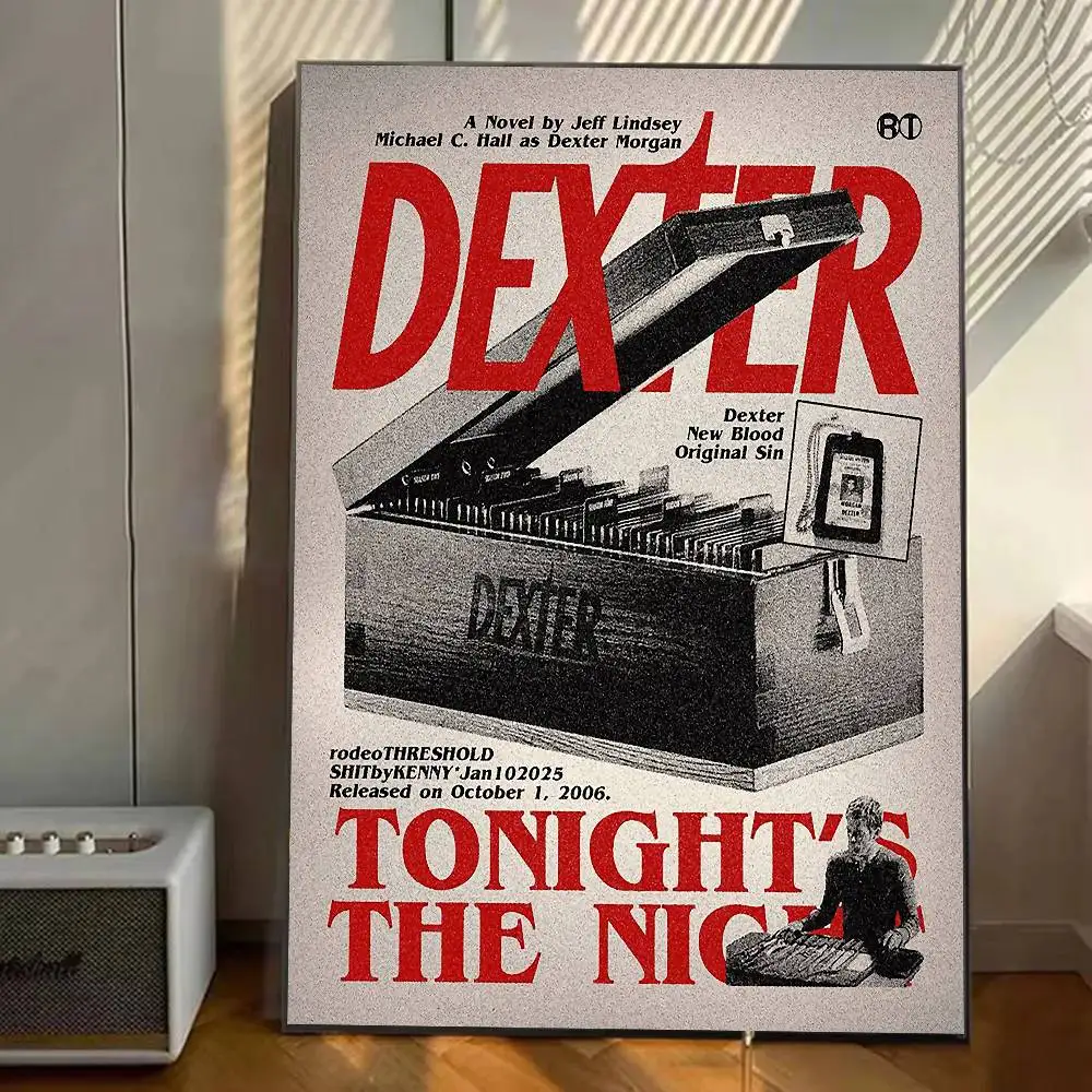 ملصق Dexter الأمريكي الكلاسيكي الرعب التلفزيوني المشارك يطبع ذاتية اللصق ديكور المنزل الديكور صور مطبوعة للحوائط ملصق غرفة المعيشة