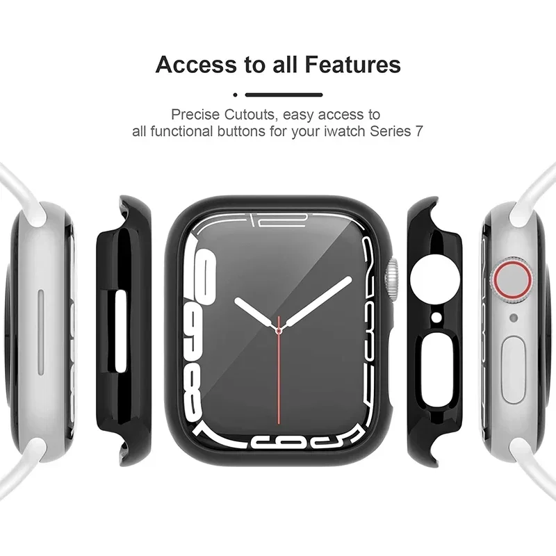 PC Cover for Apple Watch Case 45mm/44mm/41mm/40mm Hollow Bumper No Screen Protector for iWatch Series 9/8/7/6/se/5/4 accessories