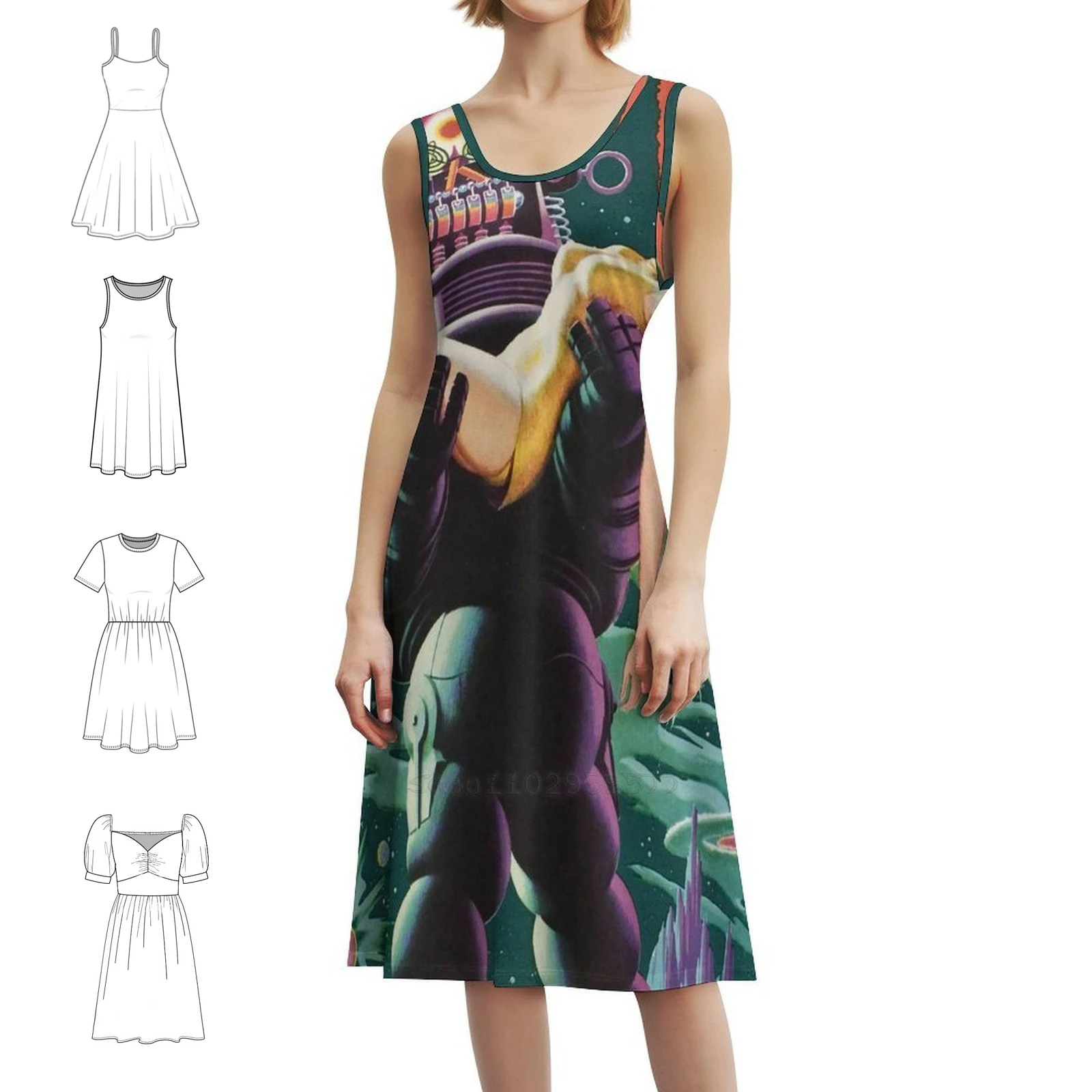 

Женское элегантное праздничное платье Forbidden Planet Science Fiction Film 50S, платье трапециевидной формы с короткими/длинными/без рукавов, планета