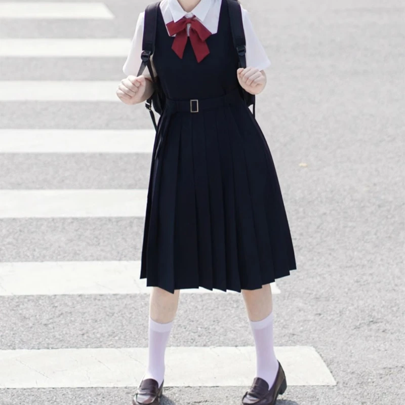 2024 New Japanese JK Uniform Spring Summer Basic Preppy Style Simple And Comfortable Multitone Vest Pleated Skirt Versatile Girl