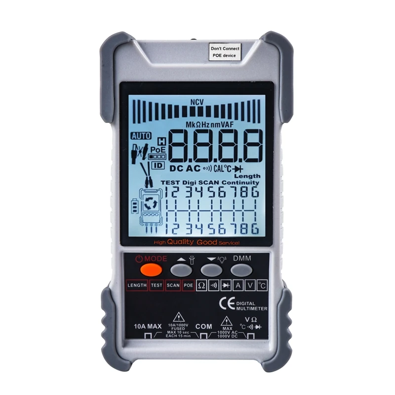 ET616/ET618 Network Cable Tester with LCD Display Analogs Digital Search POE Test Cable Pairing Length Wiremap Check Multimeter