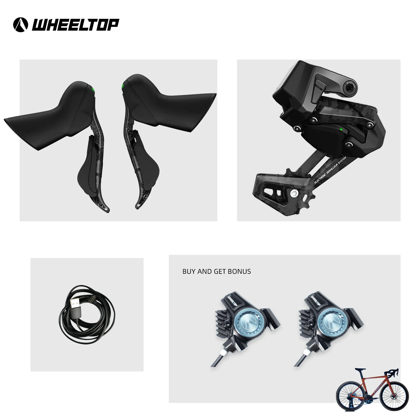 

Wheeltop Wheelpeak EDS7000 Гидравлический дисковый тормоз из углеродного волокна 7-14S Однодисковый комплект для запасных частей для велосипедов с перекладиной