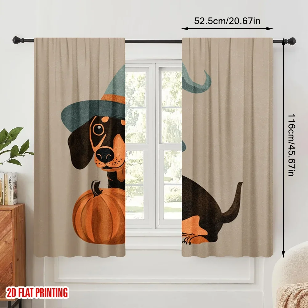 2pcs,2D plane printing Curtain Popular halloween ghost (12) Versatile Durable Polyester (without rod) Versatile All Ldeal for