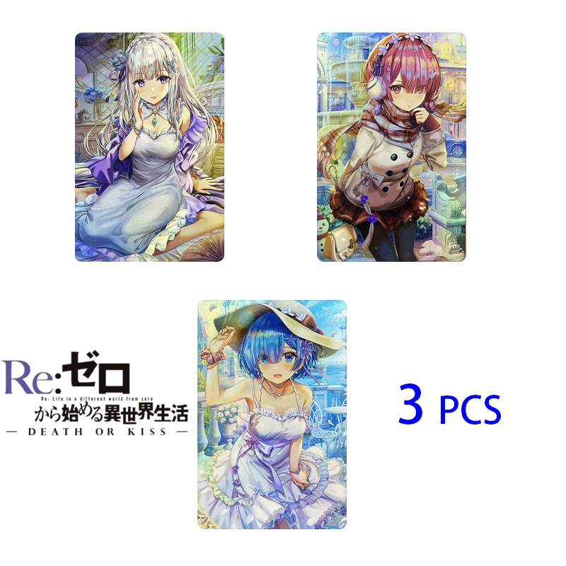 

3pcs/set Re:Life in a different world from zero Anime characters Rem Board game card collection card Kids toys Christmas gift