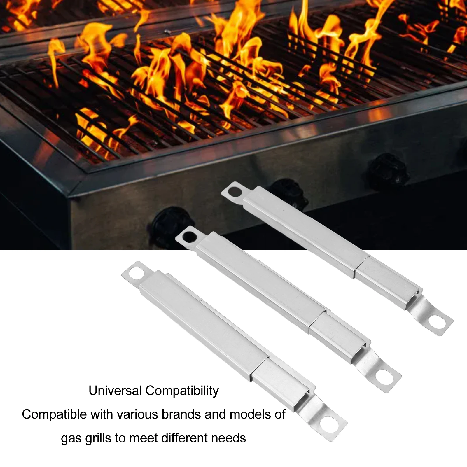 3Pcs Crossover Tubes Replacement Stainless Steel Universal Adjustable Durable Grill Crossover Tube with Screws for BBQ Parts view 6