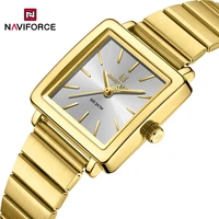 NAVIFORCE, nuevo estilo, relojes de cuarzo elegantes para mujer, reloj de pulsera cuadrado resistente al agua 3ATM para mujer, reloj de moda de acero inoxidable para mujer