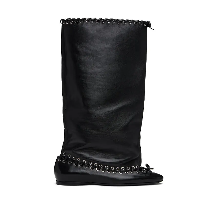 Nuevas botas cortas de pierna ancha de tacón alto ajustadas para mujer, botas hasta la rodilla puntiagudas de otoño e invierno, botas de caballero negras