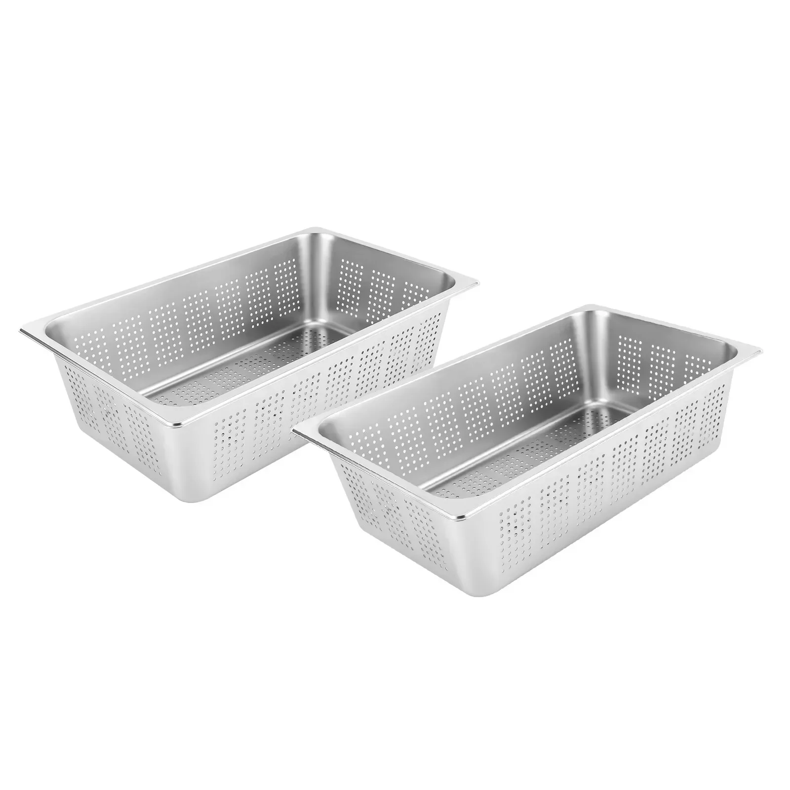 

2PCS 6" Stainless Steel Anti-Jam Perforated Pan Rectangular Oven-safe Steam Table Pans For Restaurants Buffets Canteens