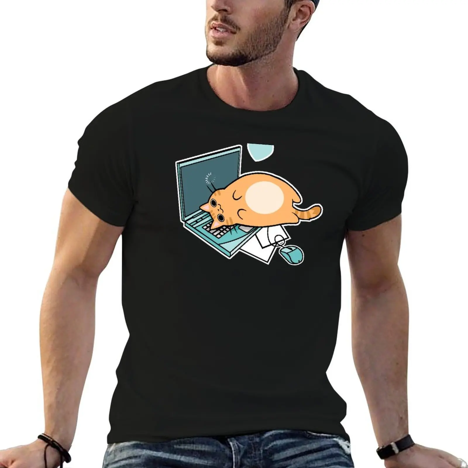 

Cat funny 100% man shirts Laptop T-Shirt shirts cotton for graphic t dark Cute humor t shirts funny t