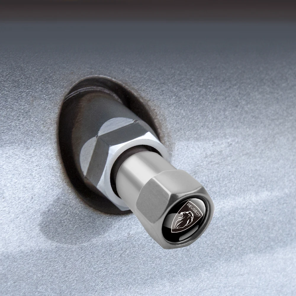 For Peugeot 5008 4008 206 208 308 307 207 3008 407 508 408 SW CC RCZ Hatch 4PCS Car Tire Valve Caps Car Accessories Center Cover view 2
