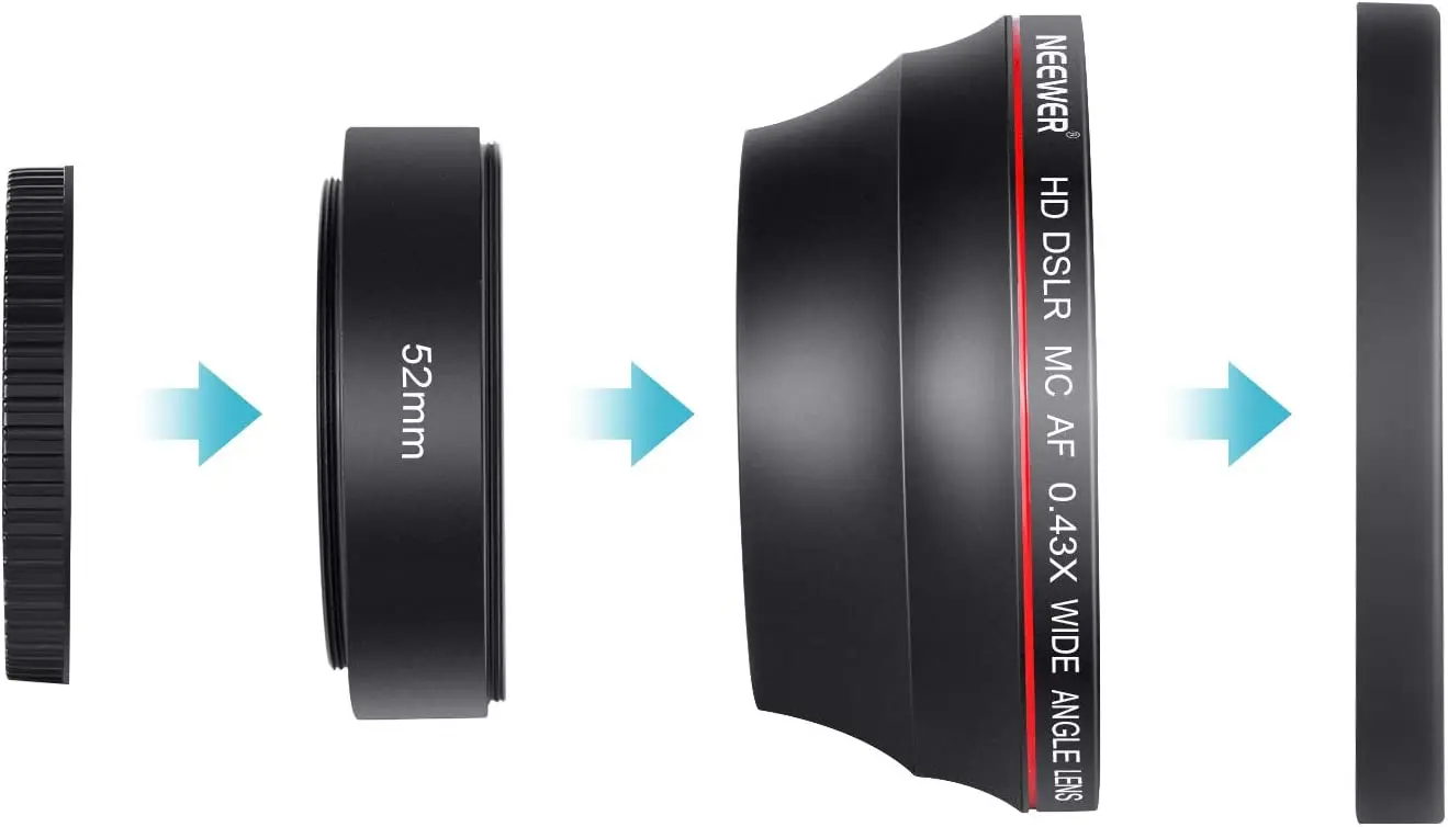 Neewer 52MM 0.43x Professional HD Wide Angle Lens (Macro Portion) for Nikon D7100 D7000 D5500 D5300 D5200 D5100 D3300 D3200 D310