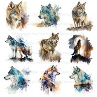 Cool Wolfs Heat Transfer Patches For Clothing Thermal Stickers Iron On Patches For T-Shirt Decals DIY Fabric Stripe Parches Rope