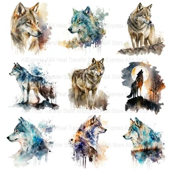 Cool Wolfs Parches de transferencia de calor para ropa, pegatinas térmicas, Parches para planchar en camisetas, calcomanías, tela DIY, Parches de rayas, cuerda