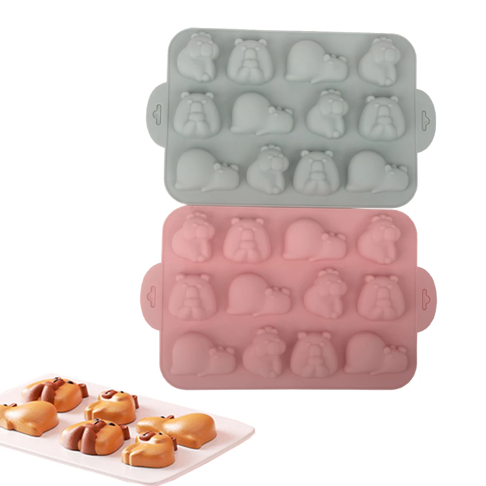 

12 Cavity Capybara Mousse Silicone Mold Cartoon Chocolate Pudding Dessert Baking Mold