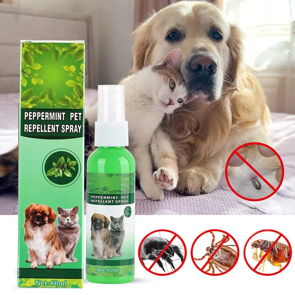 Gotas Antipulgas para Mascotas 60ml, Elimina Pulgas, Garrapatas, Piojos y Ácaros en Gatos, Alivia la Picazón, Antiséptico, Spray para el Cuidado de la Piel