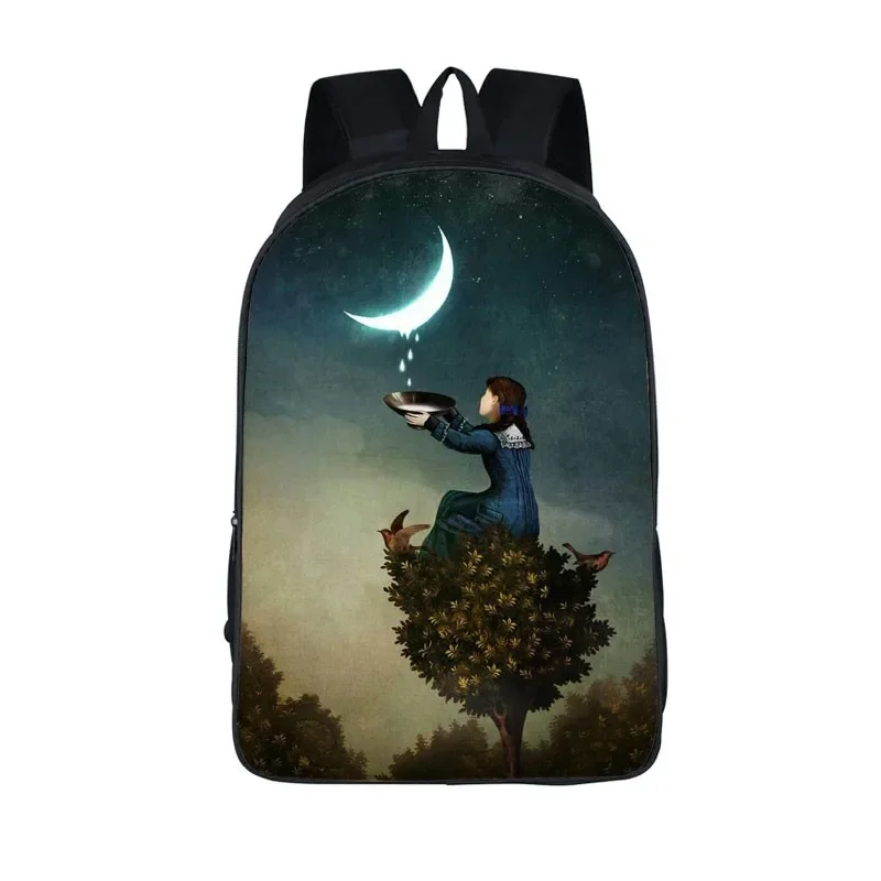 

Fantasy Moon Girls Print School Bag for Girls Boys Student Book Bag Cartoon Style Backpack Women Man Teenager Travel Rucksack