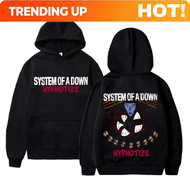 Customization Vintage Rock Band System Of A Down Hypnotize Print Hoodie Men Alternative Metal Music Sweatshirt Mens Gothic Haraj