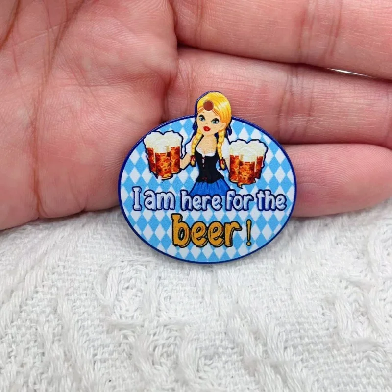 10pcs acrylic cartoon beer characters charming beverage earrings bracelets DIY jewelry production bulk wholesale accessories