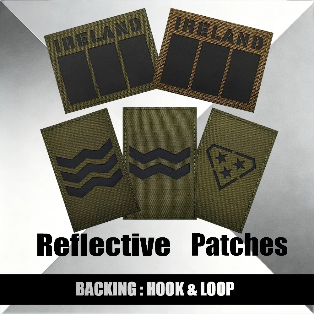 Ireland Flag Reflective Patch Armband Irish Embroidery Badges with Hook & Loop Clover Applique for Sports Team Uniforms
