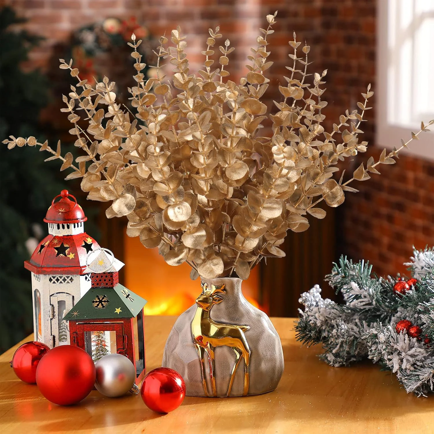 10/20 pçs plantas artificiais folhas de eucaliptu venda quente para o natal casa casamento jardim decoração parede grinalda diy presente scrapbook