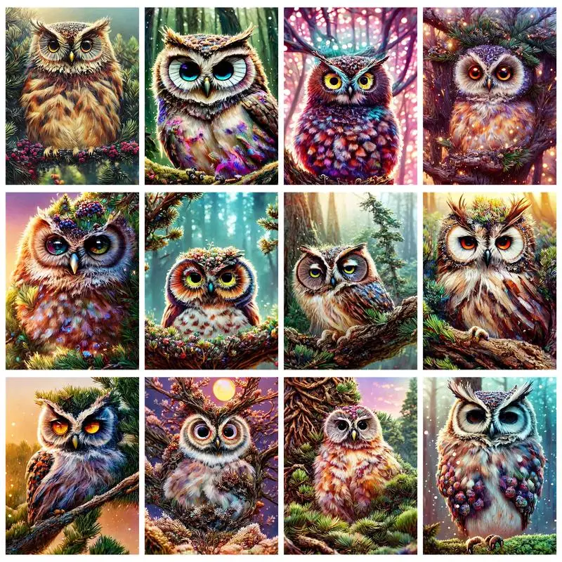 

GATYZTORY Diamond Painting With Frame Cartoon Owls Adults Crafts Mosaic Embroidery Home Decors Diy Gift For Kids Artwork