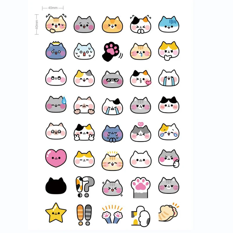 45pcs Cute Cartoon Cats Stickers Kawaii Envelope Sealing Labels DIY Scrapbooking Journal Planner Decorations Korean Stationery