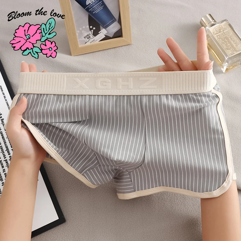 [Bloom the love] Striped Boxer Men Underwear Cotton Soft Fashion Boxershort Mens Boxers Man Cuecas Masculina Size M-3XL YT88358