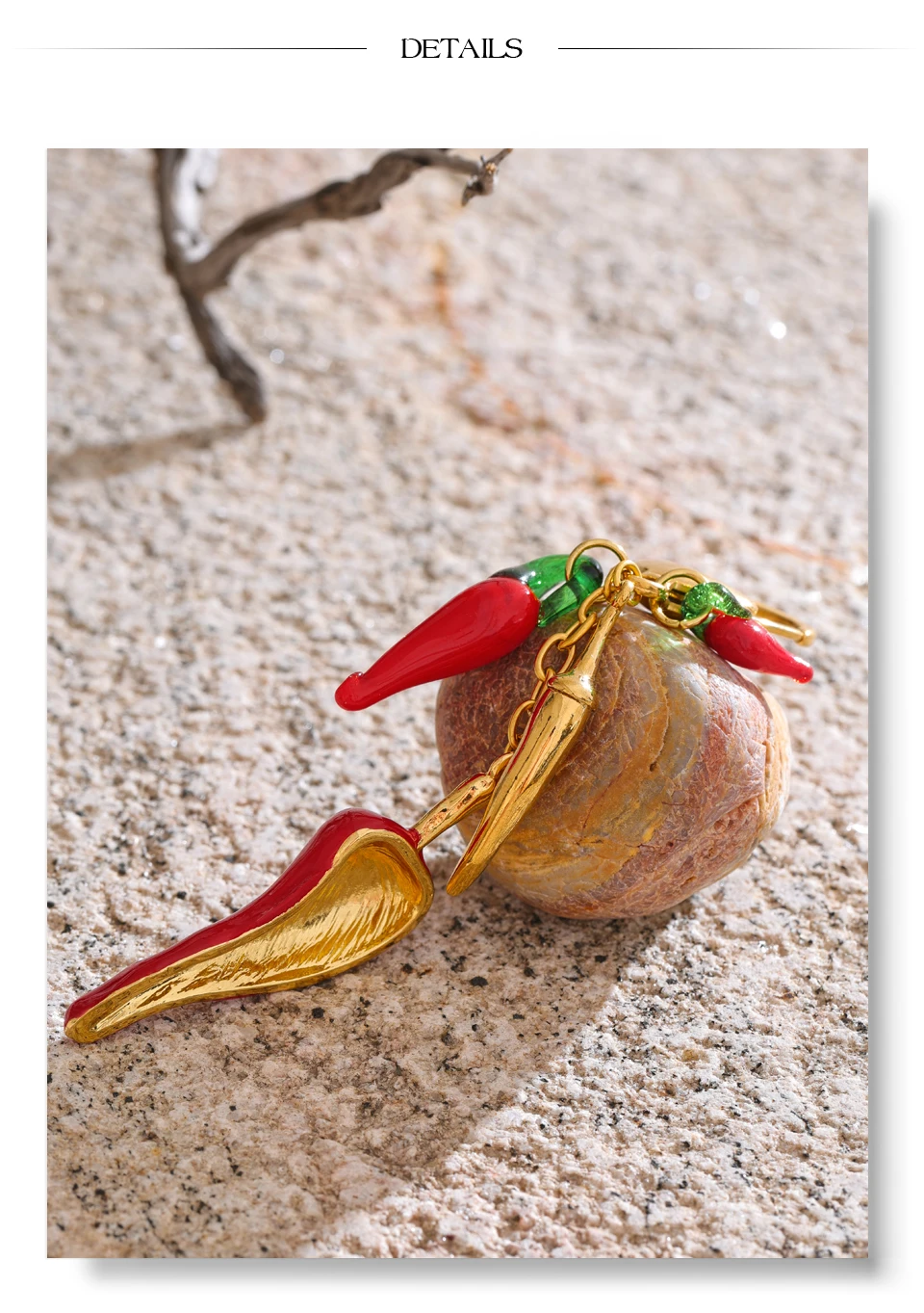 Yhpup Exklusives Design, roter Chili-Schlüsselanhänger aus Emaille-Harz, Edelstahl, Handtaschenanhänger, Schlüsselanhänger, Urlaubsschmuck, Geschenk – Detail 8
