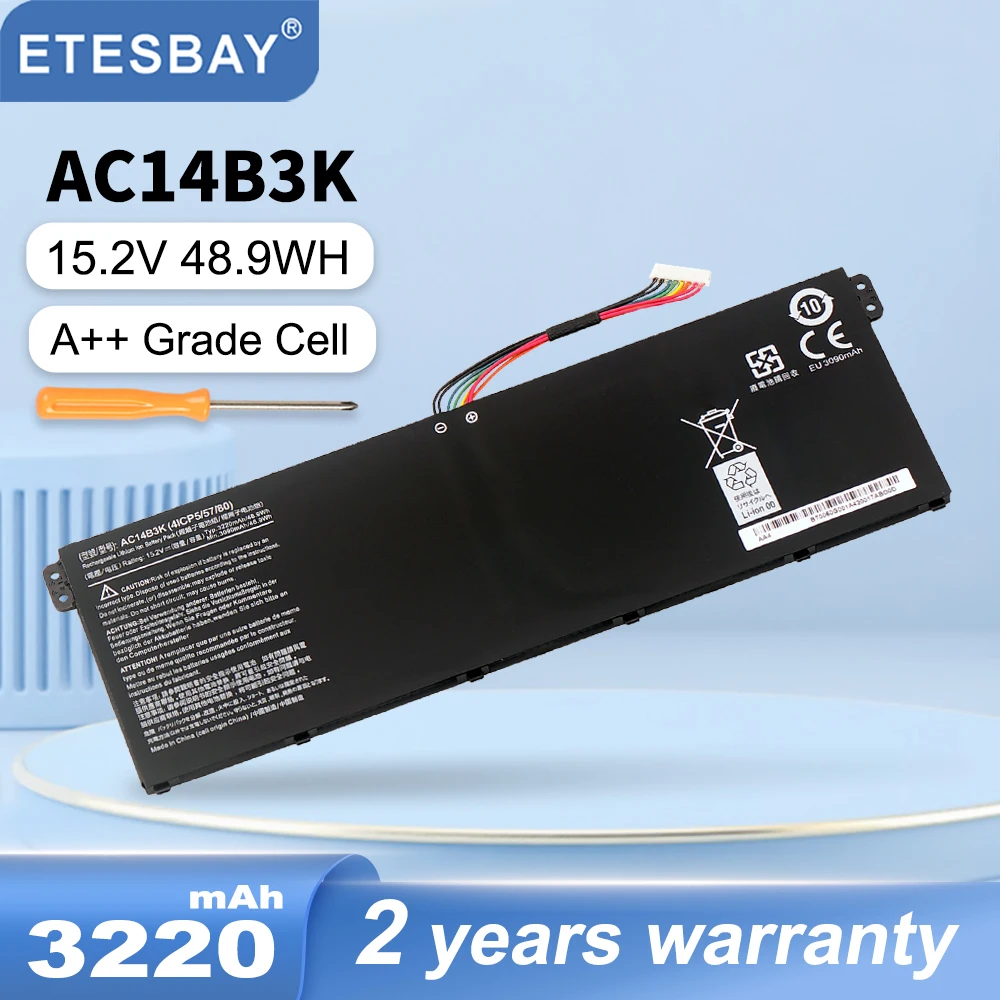 ETESBAY AC14B3K Laptop Battery For Acer Aspire R5-571T R5-571TG S14 CB3-511 Swift 3 SF314-51 R 11 R3-131T S14 15.2V 3220mAh