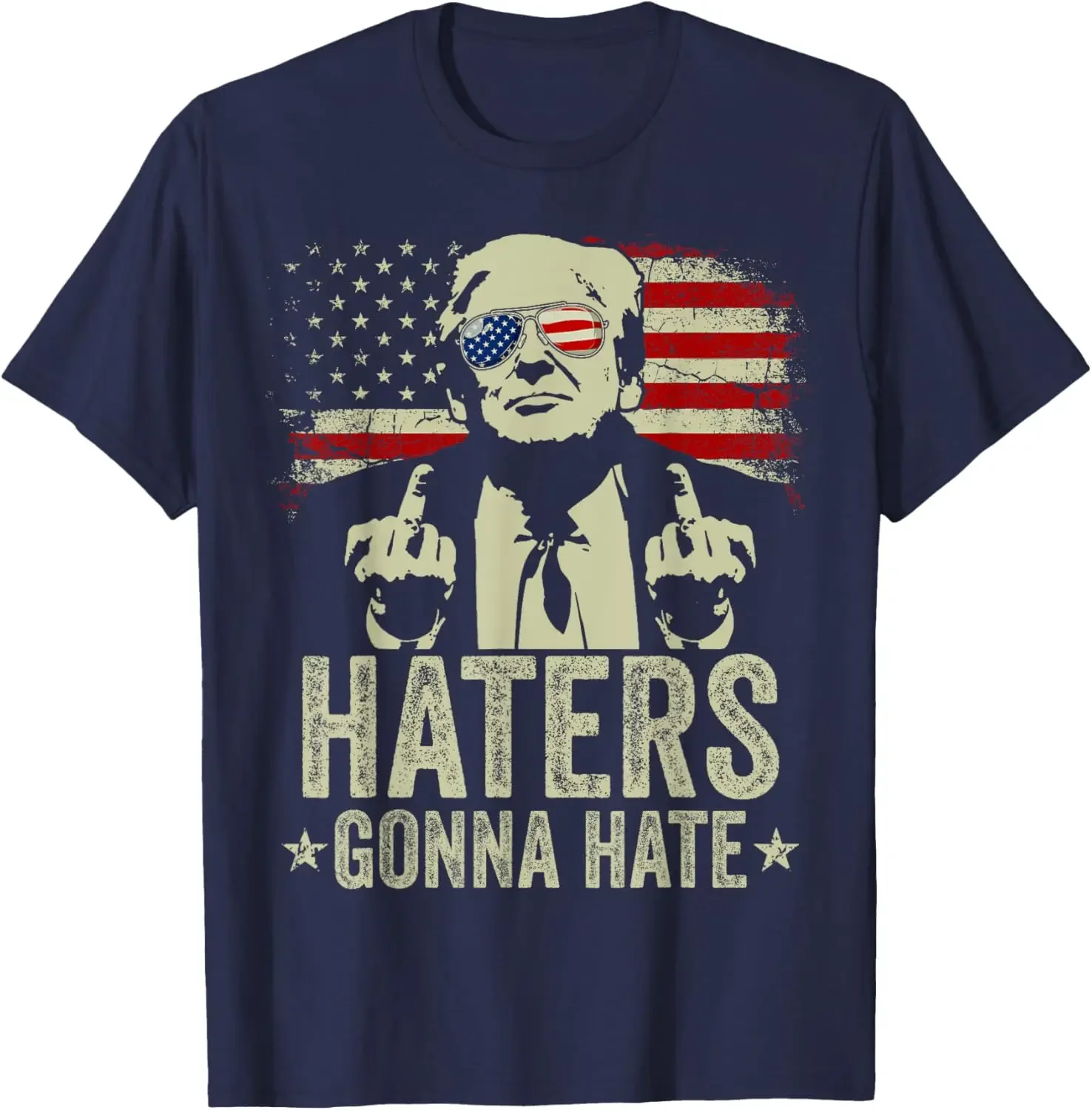 2025 Hilarious Haters Will Hate President Donald Trump's Middle Finger T-shirt Cotton Street Style Oversized T-shirt