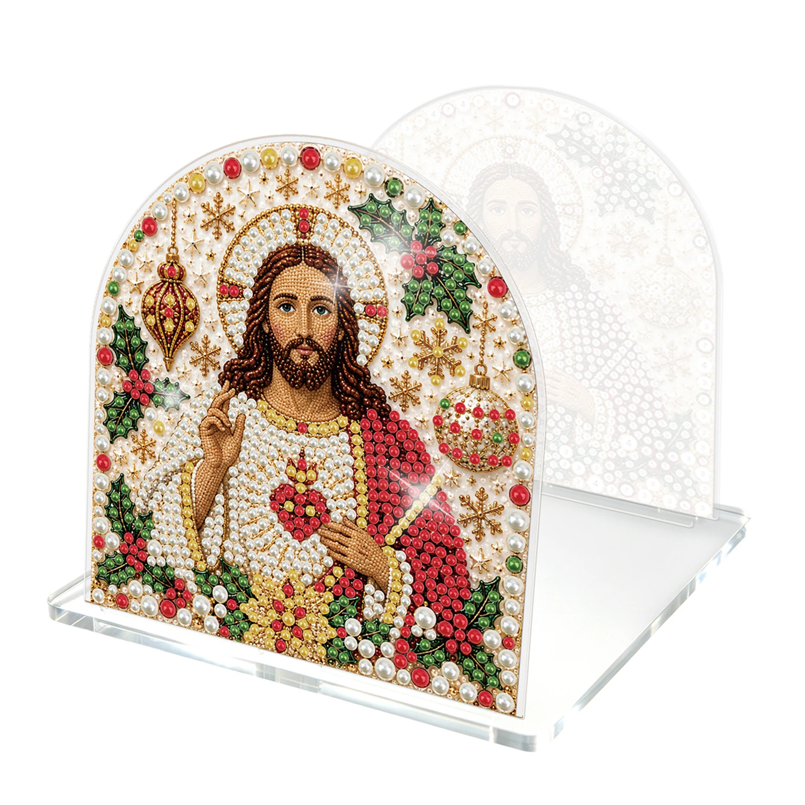 Christmas DIY Pearl Diamond Art Tissue Box Holder Acrylic Craft Kit Tabletop Decor 5.71in