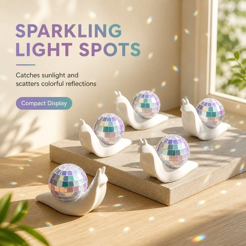 2 PCS Snail Shaped Snail Disco Ball Suncatcher Light Catcher Disco Ball Structure Window Light Refractor Creative Style