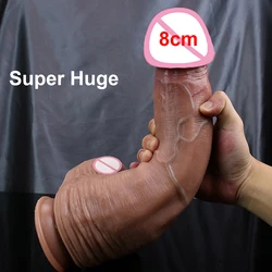 New Huge Dick Realistic Dildo Soft Double Layer Skin Big Penis Vagina Massager Suction Cup Anal Sex Toys For Woman Masturbator