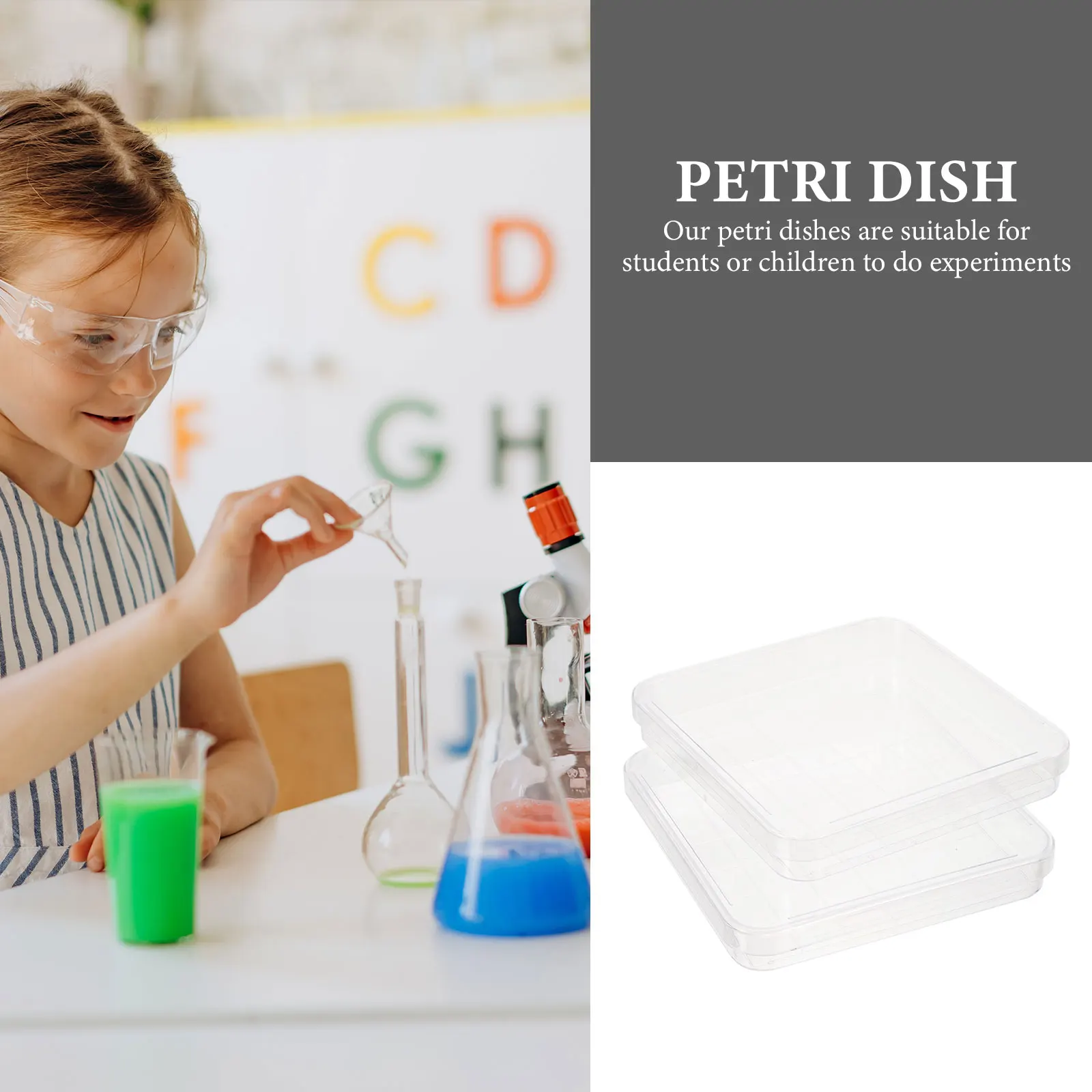 

10 pcs Transparent Square Petri Dishes Disposable Plastic Culture Plates for School Science Projects Laboratory Analysis