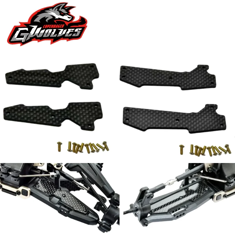 GWOLVES HOBAO OP1-0068 OP1-0069 TT/10sc 2.0 Carbon Fiber Front/ Rear 2PC Lower Arm Stiffener For HOBAO 11357 11358 Lower Arms