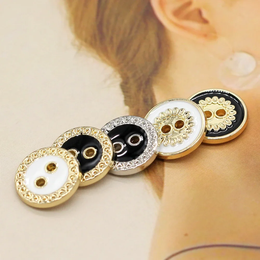 HENGC 11mm 2 Holes Mini Gold Metal Buttons for Clothing Fashion Children Shirt Dress Blouse Carigan Uniform Sewing Accessories