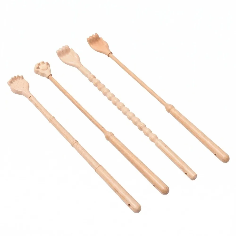 New Bamboo Back Scratcher Hand Carved Long Handle Back Massager Stick Smooth Surface Solid Structure Back Itch Reliever Home Use