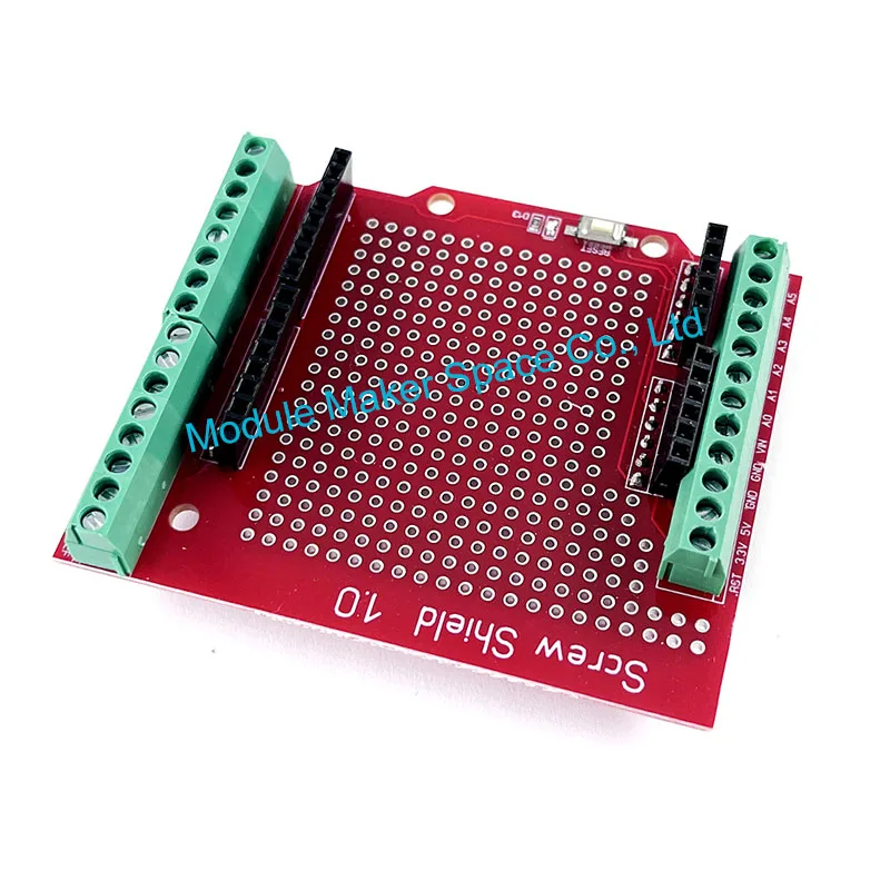 Прото-винтовой щиток для Arduino, кнопка сброса с открытым исходным кодом, D13, светодиод, новинка для макетной платы, терминал 3,81, двусторонняя печатная плата, SMT, припой, сделай сам