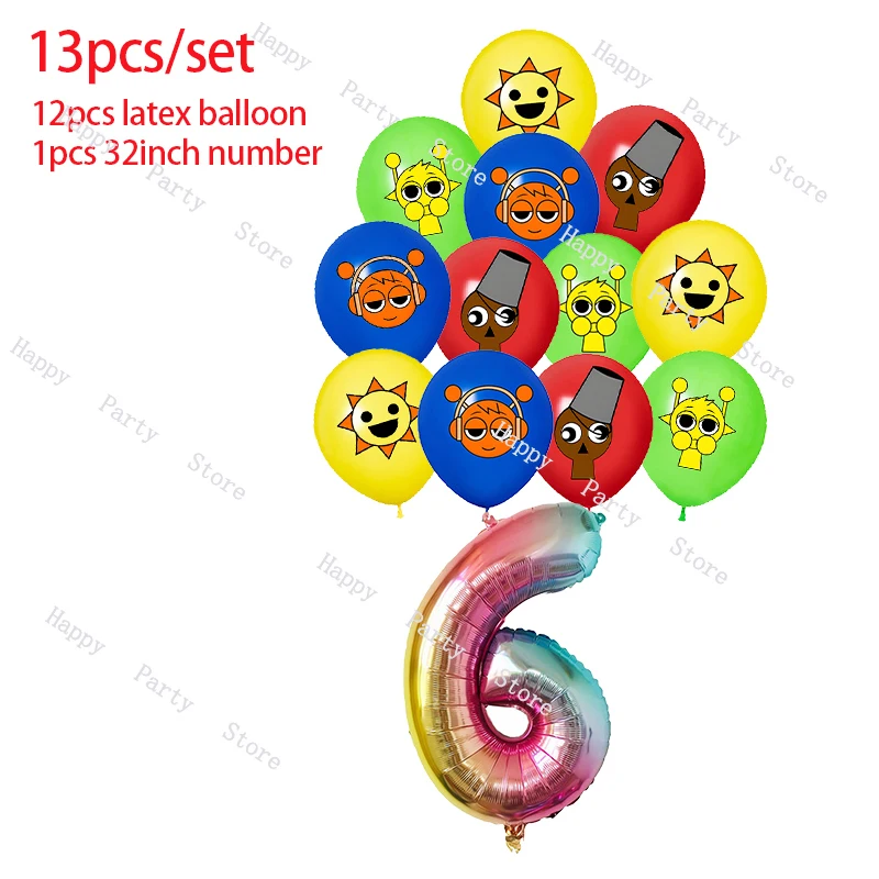 Sprunki Birthday Party Decoration Sprunki Balloon Backdrop Cake Topper Split Sales Sprunki Birthday Party Supplies