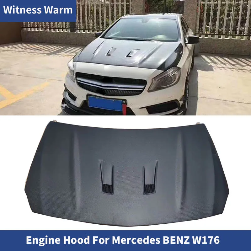 for W176 High Quality Matte Carbon Fiber Engine Hood Cover Bonnet for Mercedes-benz W176 A180 A200 A260 A45 Car Body Kit