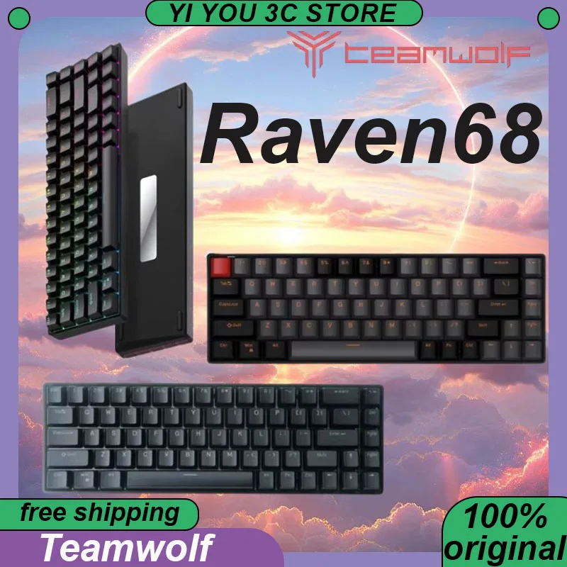 

Teamwolf Raven68 Magnetic Switch Wired Keyboard Mechanical Esports Keyboards RGB Backlight Fast Trigger 8K Laptop Gaming PC