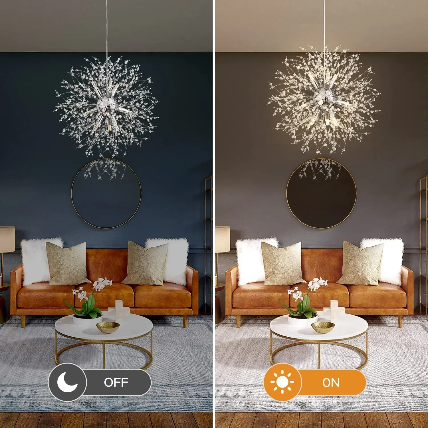 Imagem -03 - Modern Dandelion Led Chandelier Lâmpadas Pingente de Ouro Home Decor Art Crystal Hanging Lights Iluminação para Sala de Estar e Sala de Jantar g9