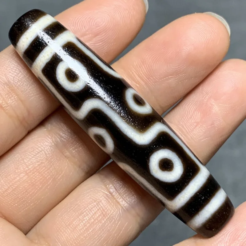 Thing One Picture Natural Agate High Oil Pharmacist Pit Pulp Black and White Dzi Bead Pendant 58.6*13.5mm