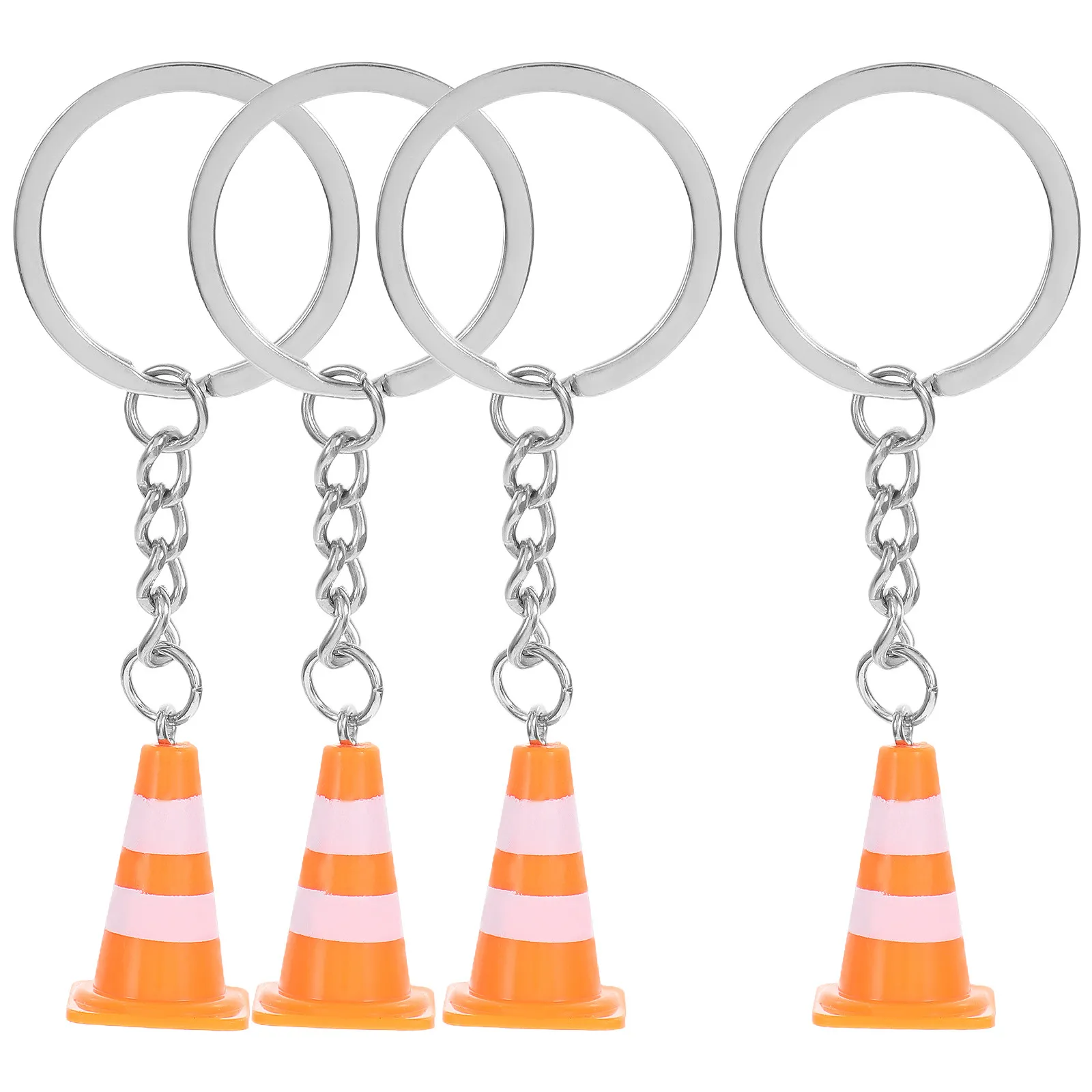 4Pcs Mini Traffic Cone Keychain Charms Safety Inspired Kawaii Pendant Key Ring for Bag Backpack Handbag Car Keys