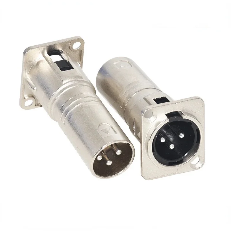 HIgh quality 3pin XLR Male to XLR Female Panel Mount Female Plug Pass through Adapter Black and Silver Optional