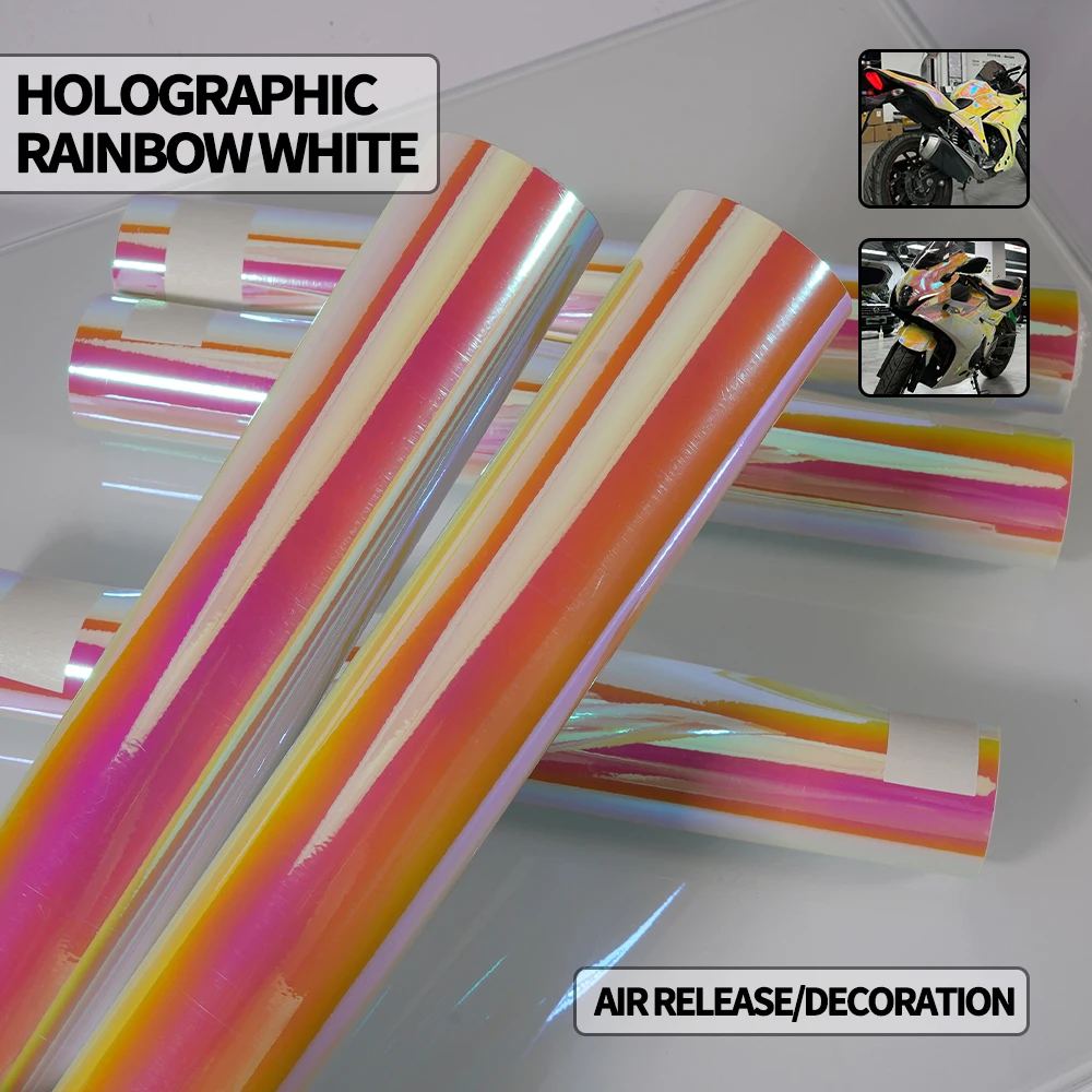

Holographic Rainbow Pink Sticker Chameleon Iridescence Yellow Vinyl Wrap Film Automobile Motorcycle Body Paint Stickers